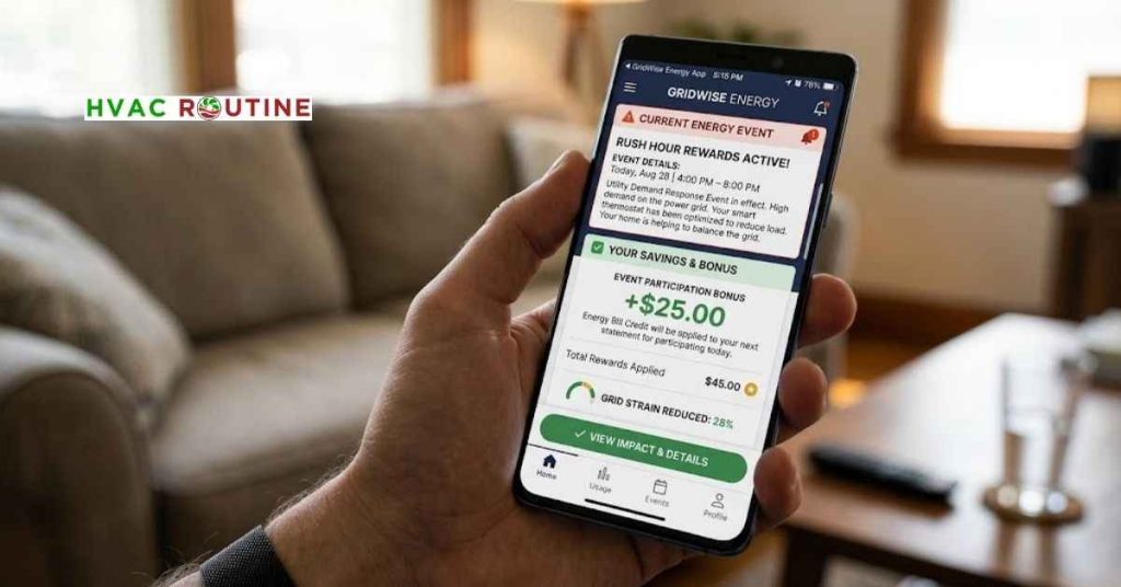 A utility demand response event notification and energy bill credit bonus