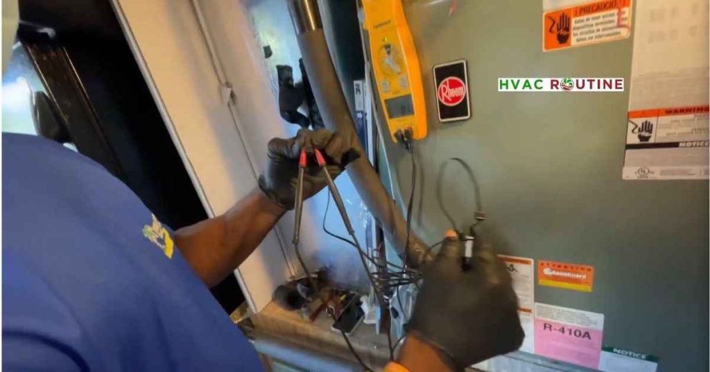 Testing AC condensate pump microswitch continuity with a digital multimeter