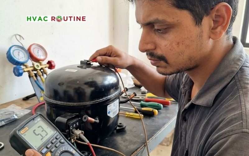 Testing Daikin inverter compressor windings with a megohmmeter